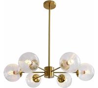 lampada a sospensione moderna, Lampadario moderno a 8 luci Grande globo Sputnik Lampadario Mid Century Lampadario in ottone spazzolato Montaggio a filo Lampadario a sfera in vetro trasparente Lampadar
