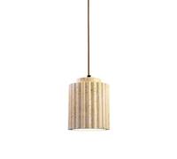 Lampada a Sospensione Moderna Minimalista in travertino Giallo scanalato, Lampada a Sospensione in Legno massello, Lampada cilindrica Wabi-Sabi per Isola Cucina, Tavolo da Pranzo, Comodino Camera da