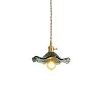 Lampada a Sospensione Moderna per Interni in Vetro Verde, lampadario a Forma di Fiore di Loto, lampadario da soffitto Singolo da Fattoria, per Isola Cucina, Sala da Pranzo, Camera da Letto, Bar, Caf