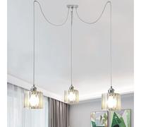 Lampada a Sospensione moderno E27 plafoniera in cristallo,Cromo lampadario ragno regolabile 2 metri,Plafoniera Moderna in Cristallo per Soggiorno,Cucina,Camera da Letto,sala da pranzo (3 luci)