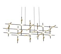 Lampada a sospensione Molecular 30 Lt, nera con oro, led 3000k 72W, 5760LM, L104x65xH150cm, dimmerabile