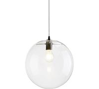 Lampada a sospensione nera da fattoria con campana in vetro a sfera moderna - Lampada a sospensione singola da soffitto Lampadario a bolle in vetro trasparente Luce industriale,Lampadario