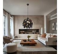 Lampada A Sospensione Nera Design A Foglia Lampada Da Pranzo H 150Cm [EEK: Non valutato]