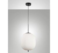 DOMIZIA LAMPADARIO A SOSPENSIONE NERO D.32CM IN METALLO E VETRO 1 LUCE ATTACCO E27