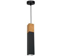 Lampada A Sospensione Nera In Metallo E Legno Design Scandinavo Quadrata GU10