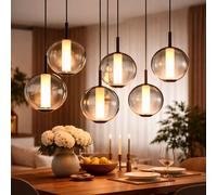 Lampada A Sospensione Nera In Vetro Per La Cucina Lampada LED H 120Cm [EEK: F]