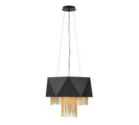 Lampada A Sospensione Nera Oro 6x E27 Metallo Design Moderno Per Sala Da Pranzo