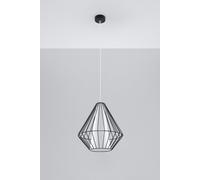 Lampada a Sospensione Nero Bianco Geometrica Ø 28 CM Moderno E27 Luce Pranzo