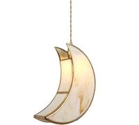 Lampada a Sospensione nordica postmoderna a Forma di Luna, con Paralume in Vetro e Corpo in Rame, per Sala da Pranzo, Bar, caffetteria, Camera da Letto