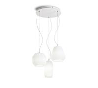 Lampadario Shabby Chic-Provenzale Origami Vetro Bianco 3 Luci E27