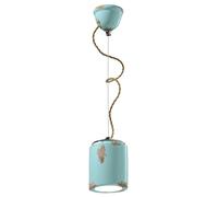 Lampada a Sospensione Pendelleuchte Pranzo Ø 12,5 CM IN Ceramica E27 Blu a Mano