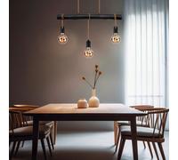 Lampada a Sospensione Pendente Altezza Regolabile Travi Legno Nero H 120cm [EEK: Non valutato]