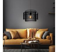 Lampada a Sospensione Pendente Gitterschirm Metallo Nero Industrialmente E27