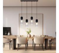 Lampada a Sospensione Pendente Luci Soggiorno Nero 4 Fiamma L 80 CM [EEK: Non valutato]