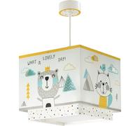 Lampada a sospensione per bambini Dalber Hello Little, con animali del bosco, multicolore, modello 73242M, attacco E27, ideale per la cameretta dei bambini.
