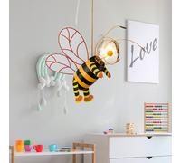 Lampada a Sospensione per Bambini Luce LED Figura Ape Nero Giallo H 120 CM