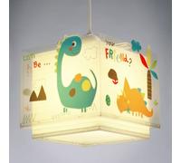 Lampada da soffitto a sospensione per bambini Dalber Dinos, con dinosauri multicolore, modello 73452M, attacco E27, ideale per la cameretta dei bambini.