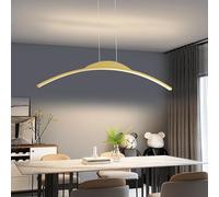 Lampada a sospensione per sala da pranzo Luce moderna curva a LED con telecomando Dimmerabile Lampadario lineare Altezza regolabile Illuminazione per bar (Oro, 80cm)