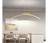 Lampada a sospensione per sala da pranzo Luce moderna curva a LED con telecomando Dimmerabile Lampadario lineare Altezza regolabile Illuminazione per bar (Oro, 100cm)