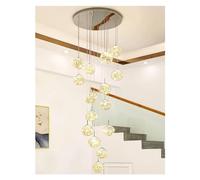 Lampada a sospensione per scale, lampadario a 15 sfere di vetro, lampadario a LED, lampadario a sospensione in gypsophila per scale, lampadari a lunghezza regolabile per scale e soggiorno (colore: bei