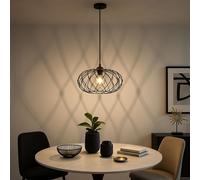 Lampada A Sospensione Per Tavolo Da Pranzo In Rete Nera Filamento LED H 150 Cm