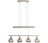 Lampada a sospensione per tavolo da pranzo regolabile in altezza lampada per sala da pranzo in vetro Luce a sospensione LED a 4 fiamme, a sospensione, 4x 4W 4x 400 lm 3000K, LxH 60 x 160 cm
