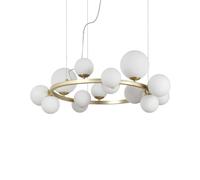 Sospensione Contemporanea Perlage Metallo Ottone 14 Luci G9 3W 3000K Luce Calda