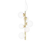 Sospensione Contemporanea Perlage Metallo Ottone 6 Luci G9 3W 3000K Luce Calda