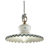 Lampada a sospensione piccola in ceramica stile rustico decorata a mano Roma Diametro ? 23 cm -1 x max 75W E27 Ceramica, Metallo bianco