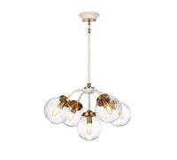 Lampada a Sospensione Plafoniera Acciaio Ottone Vetro D 56,7 CM 5 Fiamma [EEK: Non valutato]