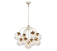 Lampada a Sospensione Plafoniera Acciaio Ottone Vetro D 67,2 CM 9 Fiamma [EEK: Non valutato]