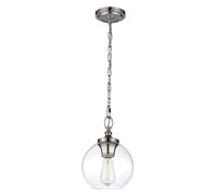 Lampada a Sospensione Plafoniera Acciaio Vetro Nichel D 21,6 CM Sala Pranzo [EEK: Non valutato]