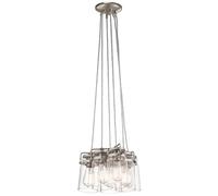 Lampada a Sospensione Plafoniera Acciaio Vetro Nichel D 30,5 CM Sala Pranzo [EEK: Non valutato]