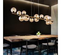 Lampada a Sospensione Plafoniera Lampada Sala Pranzo LED Vetro Amber 13-Flammig