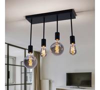 Lampada a Sospensione Plafoniera Metallo Nero Soggiorno 4x E27 Lunghezza 45cm [EEK: Non valutato]