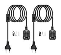 Lampada a Sospensione Portalampade a Sospensione con Spina, 2 Pezzi Portalampada E27 con Interruttore, Cavo per Lampada in Stile Retrò Lungo 5M Lampada a sospensione Decor