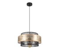 Lampada a Sospensione Pranzo Tessuto Metallo E27 Ø40 CM Nero Oro Pendelleuchte