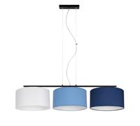 Lampada a Sospensione Pranzo Tessuto Nero Bianco Blu 100 CM E27 Pendelleuchte