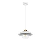 Lampada a Sospensione Pranzo Vetro Metallo Bianco Chiaro E27 Tondo Ø30 CM