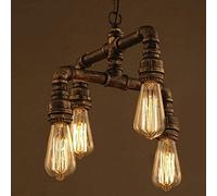 Lampada a sospensione punk industriale retrò, lampada da soffitto a 4 luci Steam Punk Lampadario in ferro battuto Apparecchi di illuminazione per fienile Lanterna a sospensione in ferro battuto per