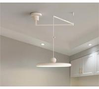 Lampada a Sospensione Regolabile con Braccio Oscillante, LED Dimmerabile, Design Moderno a Disco Volante in Metallo Colore Crema, per Isola Cucina, Sala da Pranzo, Soggiorno (C)