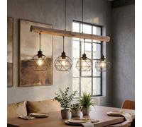 Lampada A Sospensione Retro In Legno Vintage Per La Sala Da Pranzo [EEK: Non valutato]