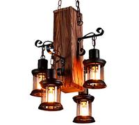 Lampada a sospensione retrò Lampada a sospensione per bar in stile loft industriale Personalità creativa Soggiorno in legno regolabile altezza E27 industriale sala da pranzo Soggiorno Cucina Caffè