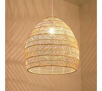 Lampada a sospensione retrò Lampada a sospensione vintage in rattan di bambù e salice Illuminazione moderna Lampadari E27 Soffitto regolabile in altezza Sala da pranzo Camera da letto Soggiorno