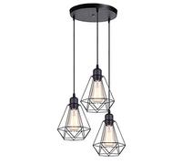 Lampada a Sospensione, Retro Lampada Industriale Lampade a Sospensione 3 Fiamme Lampadario Vintage Nera Lampada da Soffitto Regolabile in Altezza per Soggiorno Cucina Ristorante, Presa E27