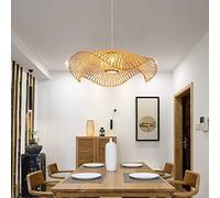 Lampada A Sospensione Retrò Lampadario Vintage Rattan Bambù Intrecciata A Mano Altezza Regolabile E27 Ristorante Bar Caffetteria Camera Letto Illuminazione Interna Lampada Da Soffitto Decorativa,85cm