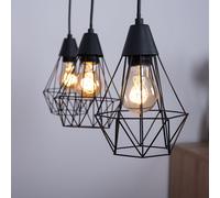 Lampada A Sospensione Retro LED Nera Con Filamento A Cestello Per Soggiorno [EEK: E]