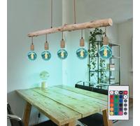 Lampada A Sospensione Retro RGB LED Dimmerabile In Legno Con Telecomando Ruggine [EEK: F]