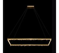Lampada a sospensione rettangolare QUARTZ HALO, oro satinato, LED 40W, 3000K, LM 3200, cristallo di rocca, L100 W40 H 150 cm, dimmerabile