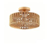 Lampada a sospensione rotino tessuto a mano stile boho Autrucker attacco E27 base legno